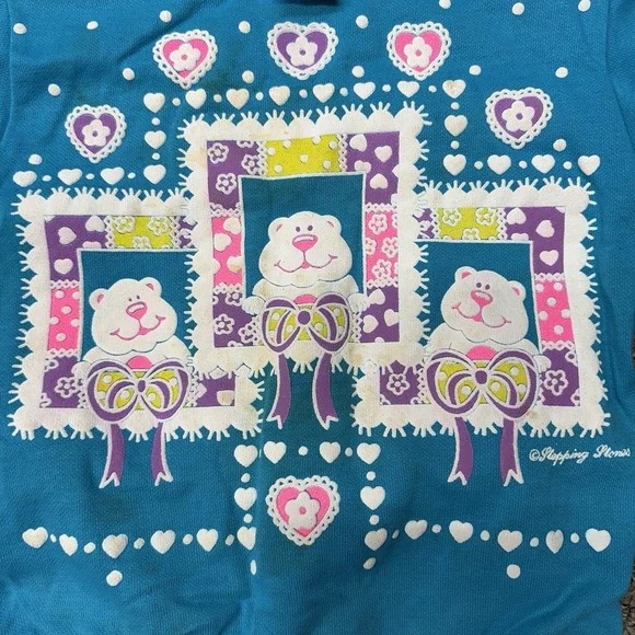 Vintage Girls Athletic Works Sweatsuit Purple Dogs Hearts Bows 80s 90s Size 5 - Picture 5 of 11